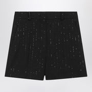 Max Mara Pianoforte Black shorts with pinstripe-effect micro sequins