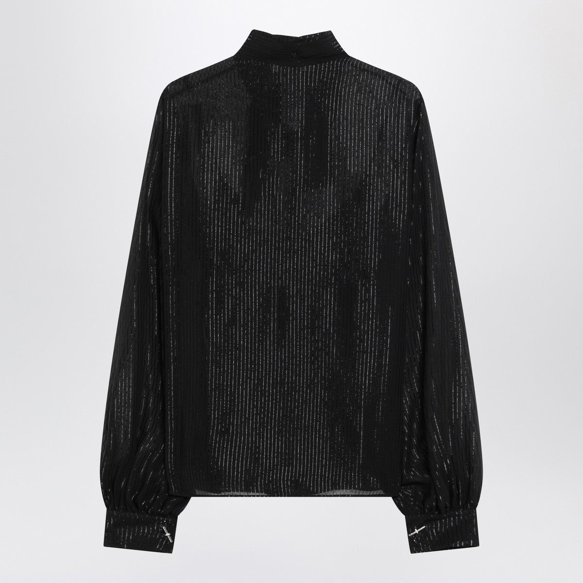 Max Mara Pianoforte Black silk chiffon blouse with stripes