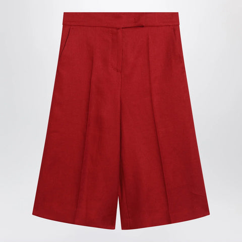 Max Mara Red linen bermuda shorts