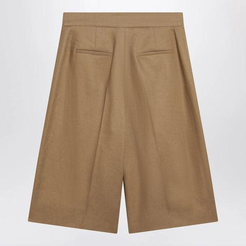 Max Mara Sand-colored linen bermuda shorts