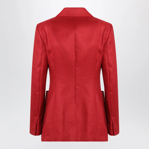 Max Mara Semi-fitted single-breasted blazer in red linen