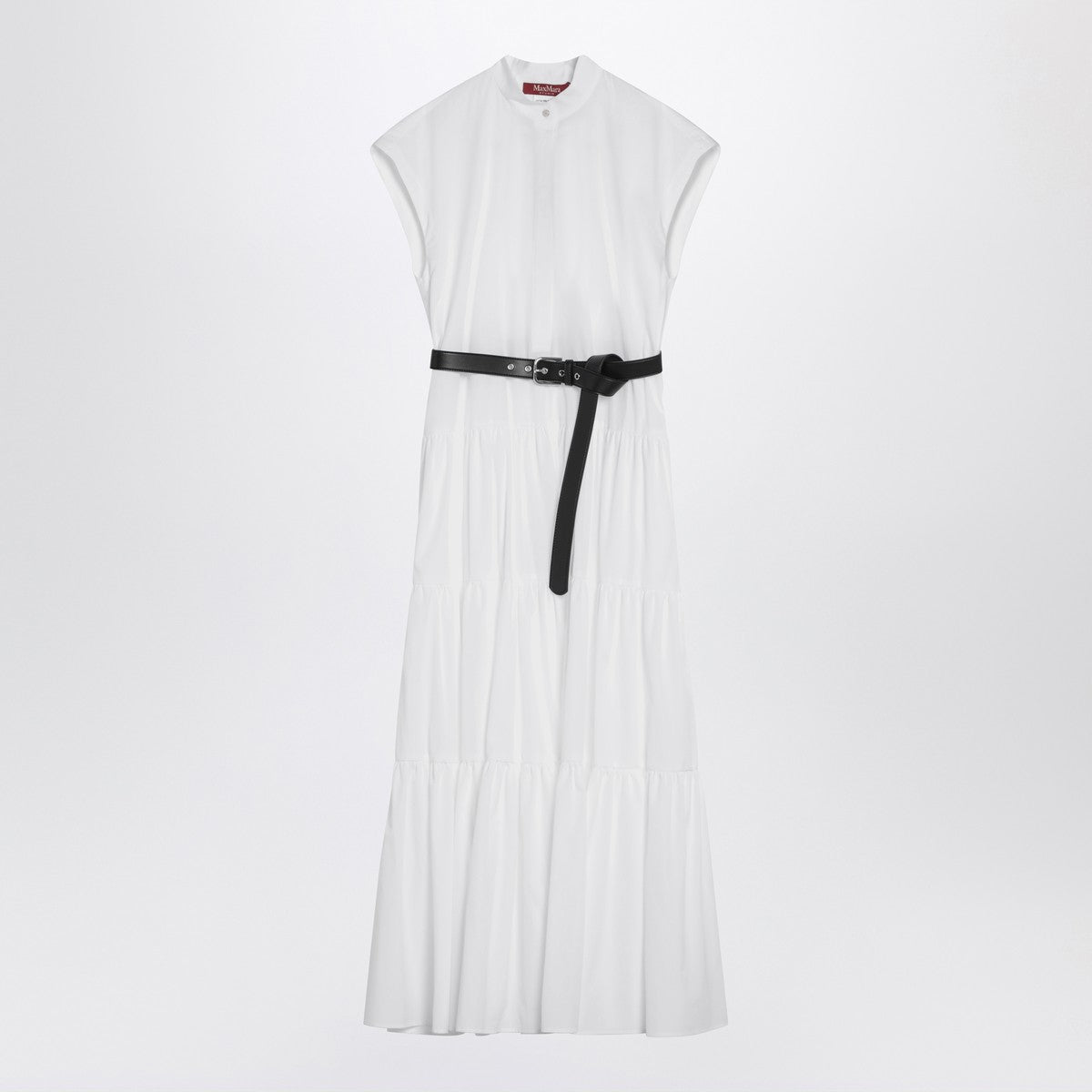 Max Mara Studio White cotton shirt dress with ruffles