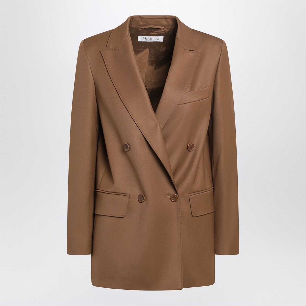 Max Mara Tan double-breasted wool blazer
