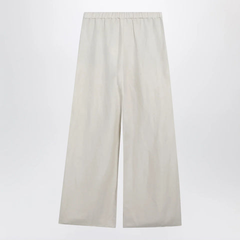 Max Mara Wide-leg linen and silk twill trousers in beige