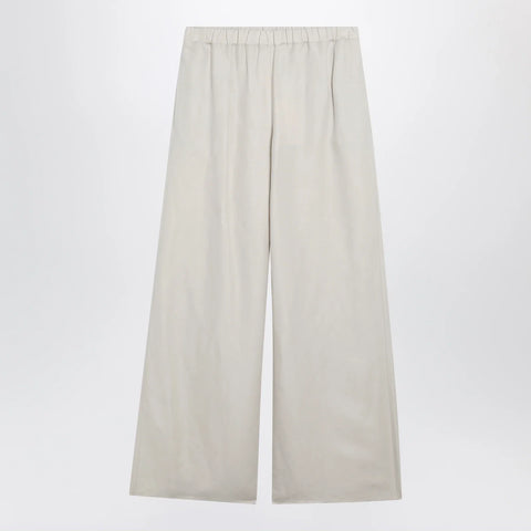 Max Mara Wide-leg linen and silk twill trousers in beige