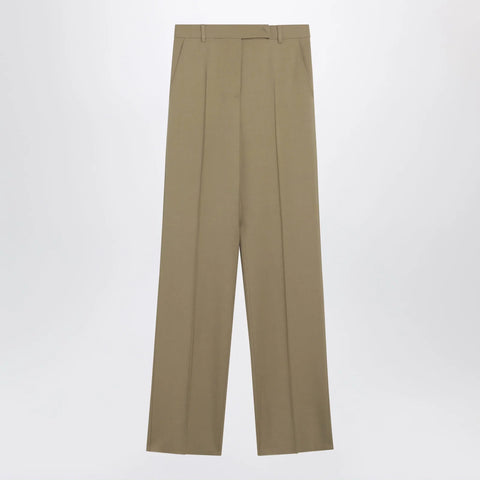 Max Mara Wide-leg trousers in camel wool and silk poplin