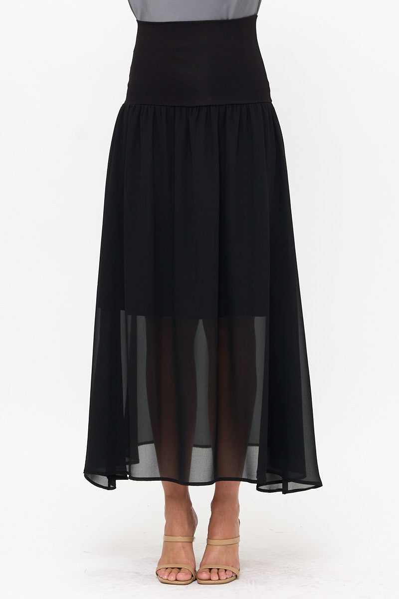 Maxi Chiffon Skirt-Skirts-Reneecollection-Small-BLACK-Urbanheer