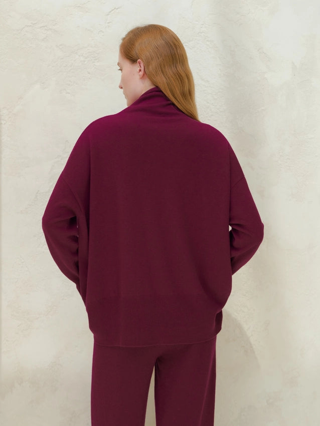 Maxi High-Neck Cashmere Blend Sweater (3D Knit)-Sweater-LÈMME-S-Orange-Urbanheer