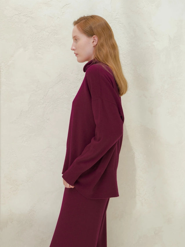 Maxi High-Neck Cashmere Blend Sweater (3D Knit)-Sweater-LÈMME-S-Orange-Urbanheer