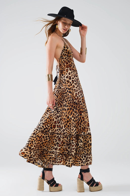 Maxi Leopard Print Boho Dress with Open Back-Dress-Q2-S-Brown-Urbanheer