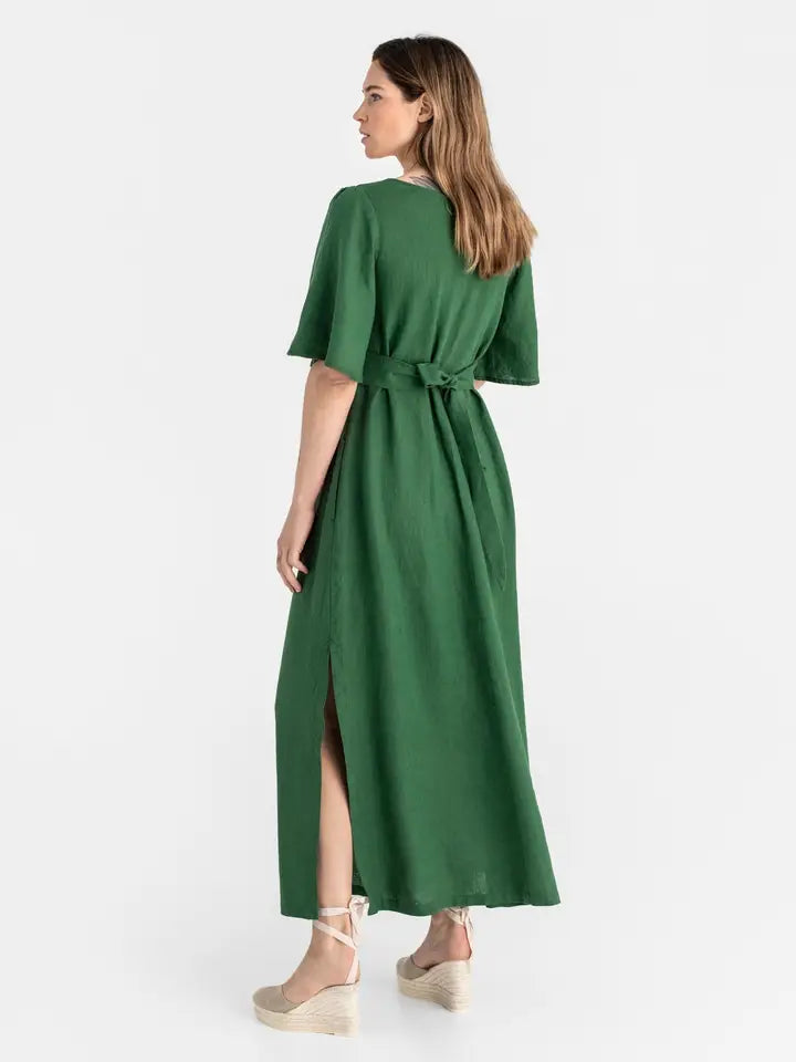 Maxi Linen Dress Agra in Green-Dress-MagicLinen-XS-Green-Urbanheer