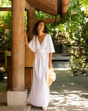 Maxi Linen Dress Agra in White-Dress-MagicLinen-XS-Urbanheer
