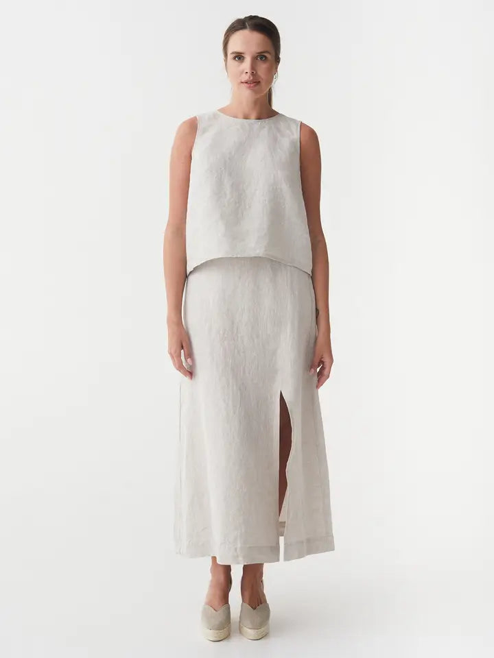 Maxi Linen Skirt Sentosa in Natural Melange-Skirt-MagicLinen-XS-Natural Melange-Urbanheer