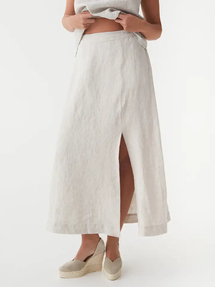 Maxi Linen Skirt Sentosa in Natural Melange-Skirt-MagicLinen-XS-Natural Melange-Urbanheer