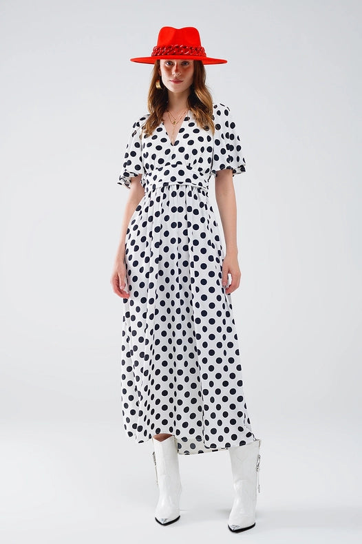 Maxi Polka Dot Dress with Open Back Detail-Dress-Q2-M-Urbanheer