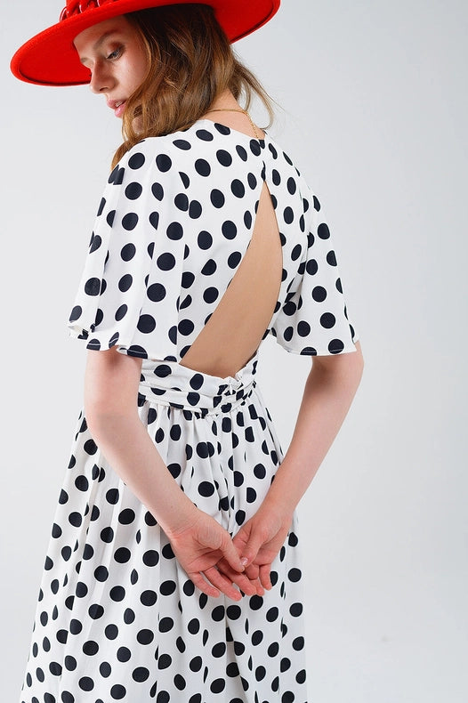 Maxi Polka Dot Dress with Open Back Detail-Dress-Q2-M-Urbanheer