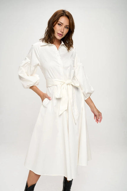Maxi Shirt Dress-Dress-Renee C.-M-Ivory-Urbanheer