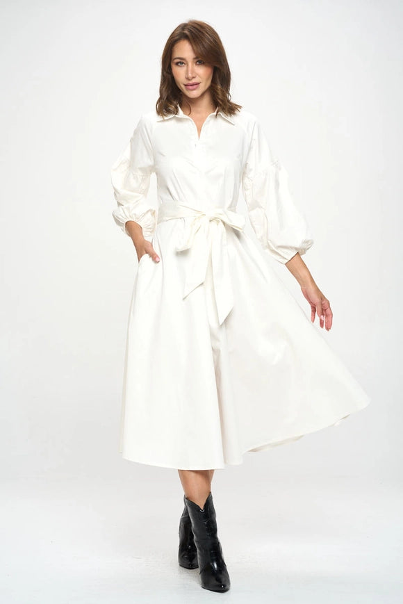 Maxi Shirt Dress-Dress-Renee C.-M-Ivory-Urbanheer