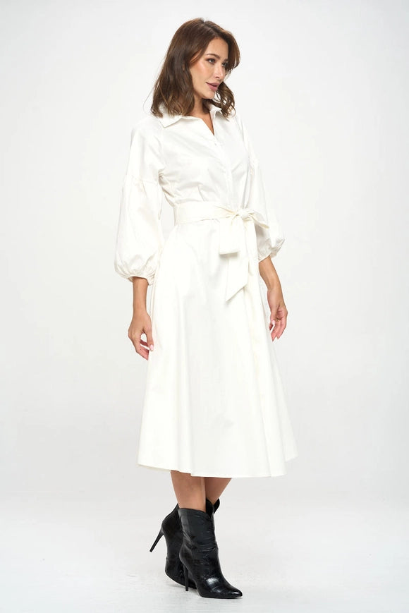 Maxi Shirt Dress-Dress-Renee C.-M-Ivory-Urbanheer