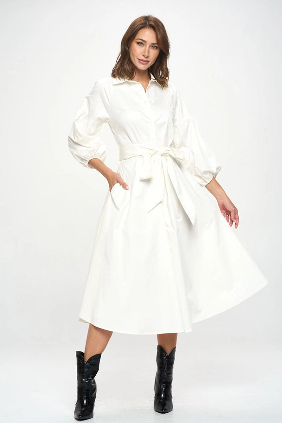 Maxi Shirt Dress-Dress-Renee C.-M-Ivory-Urbanheer