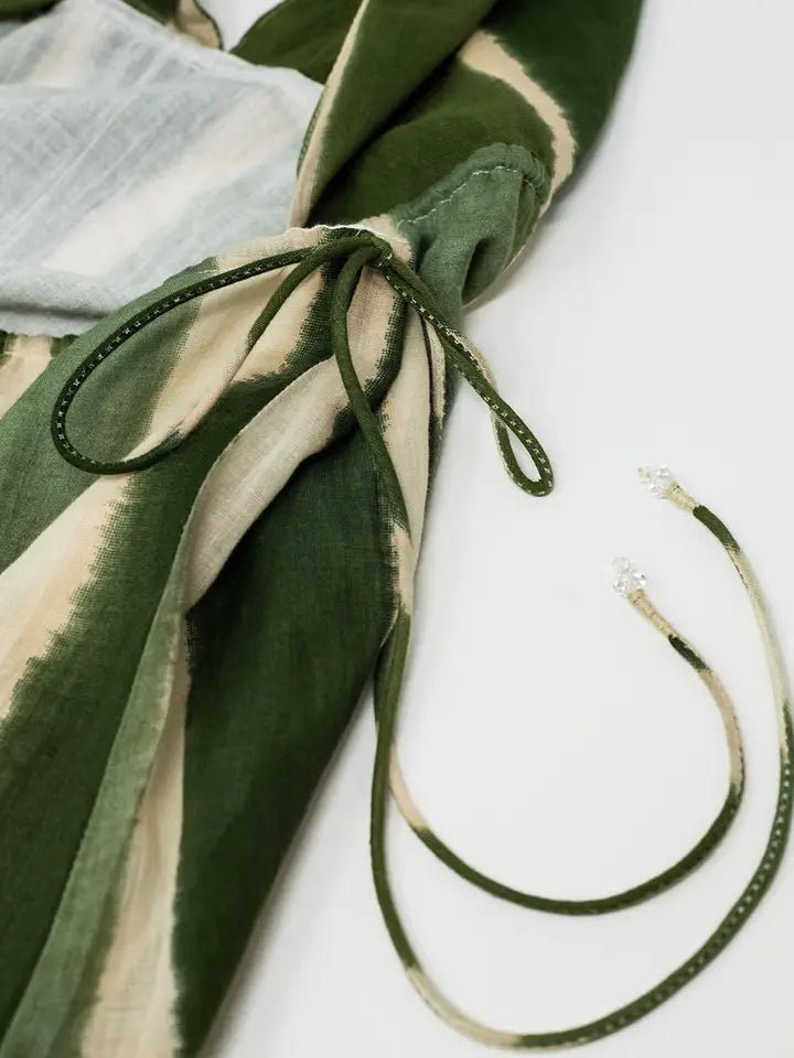 Maxi V-Neck Halter Dress with Side Slits in Striped Tie-Dye Green-Dress-Q2-S-Green-Urbanheer