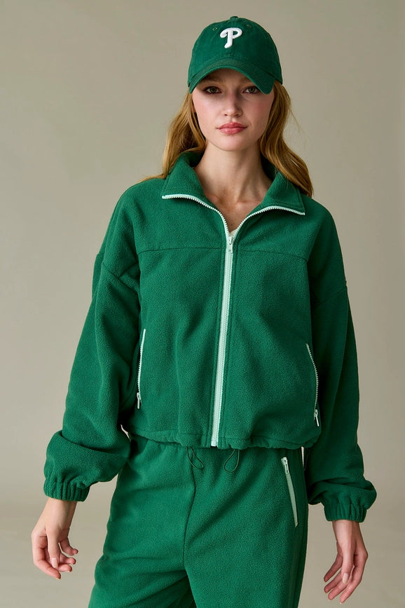 Maya Fleece Jacket Green-Jacket-Papermoon-S-Green-Urbanheer