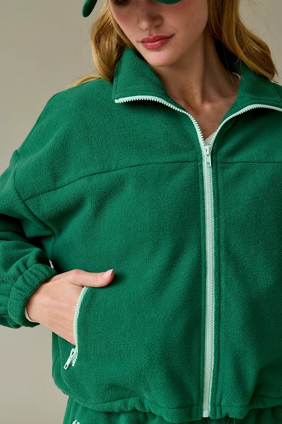 Maya Fleece Jacket Green-Jacket-Papermoon-S-Green-Urbanheer