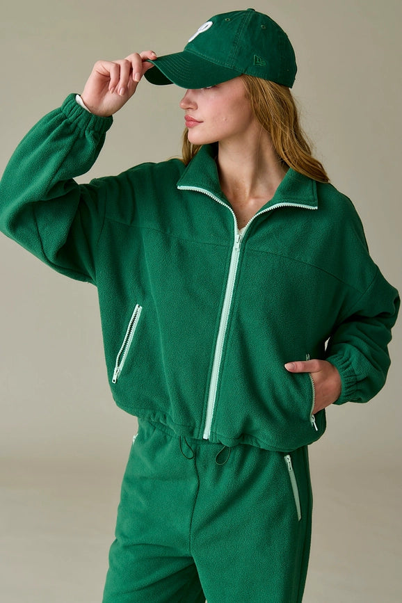 Maya Fleece Jacket Green-Jacket-Papermoon-S-Green-Urbanheer