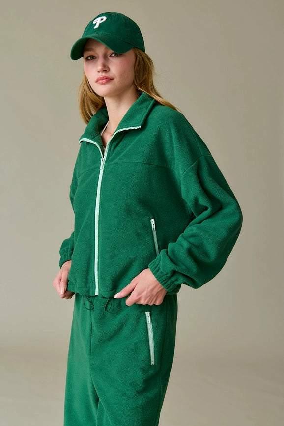 Maya Fleece Jacket Green-Jacket-Papermoon-S-Green-Urbanheer