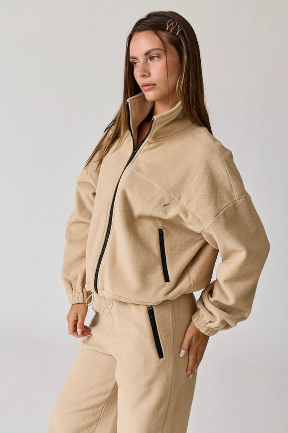 Maya Fleece Jacket Tan-Jacket-Papermoon-S-Tan-Urbanheer