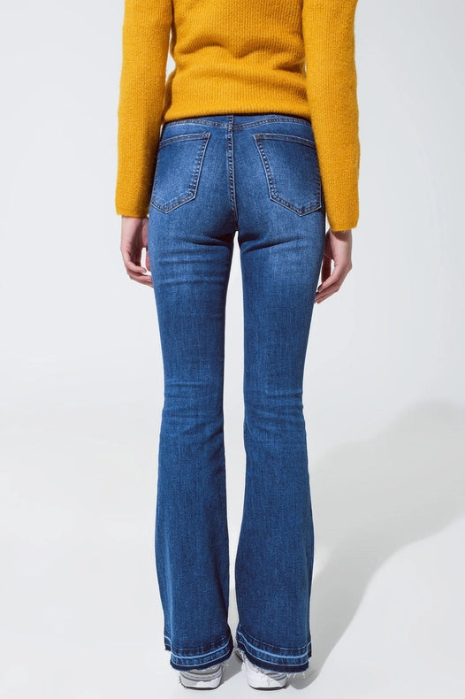 Medium Blue Skinny Flared Jeans-Jeans-Q2-L-Blue-Urbanheer