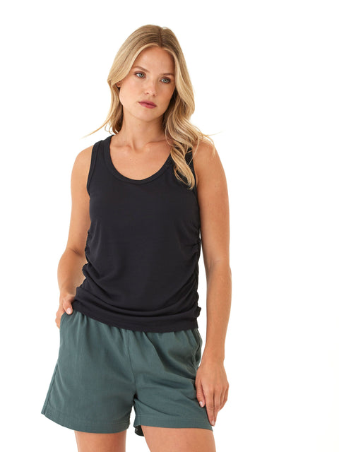 Megan Feather Rib Ruched Tank
