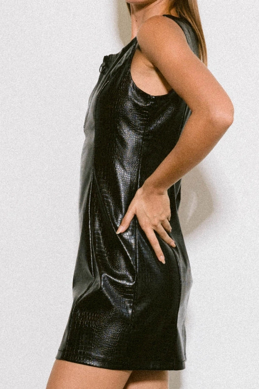 Megan Vegan Leather Dress Black