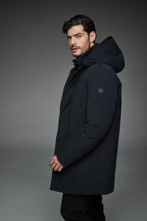 Men Long padded down jacket ARCHIE BLUE INK-Jacket-Henry Arroway-M-BLUE INK-Urbanheer