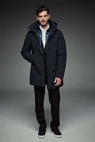 Men Long padded down jacket ARCHIE BLUE INK-Jacket-Henry Arroway-M-BLUE INK-Urbanheer