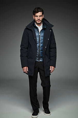 Men Long padded down jacket ARCHIE BLUE INK-Jacket-Henry Arroway-M-BLUE INK-Urbanheer