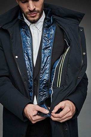 Men Long padded down jacket ARCHIE BLUE INK-Jacket-Henry Arroway-M-BLUE INK-Urbanheer