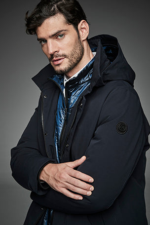 Men Long padded down jacket ARCHIE BLUE INK-Jacket-Henry Arroway-M-BLUE INK-Urbanheer