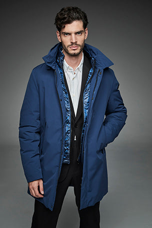 Men Long padded down jacket ARCHIE RAF BLUE-Jacket-Henry Arroway-S-RAF BLUE-Urbanheer