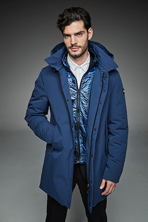 Men Long padded down jacket ARCHIE RAF BLUE-Jacket-Henry Arroway-S-RAF BLUE-Urbanheer