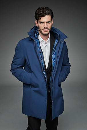 Men Long padded down jacket ARCHIE RAF BLUE-Jacket-Henry Arroway-S-RAF BLUE-Urbanheer