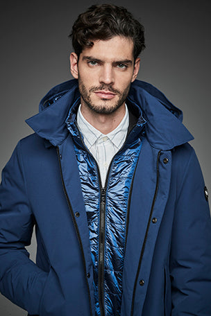 Men Long padded down jacket ARCHIE RAF BLUE-Jacket-Henry Arroway-S-RAF BLUE-Urbanheer
