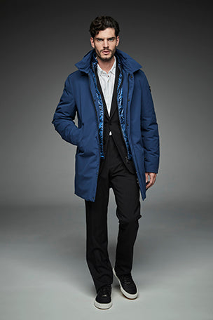 Men Long padded down jacket ARCHIE RAF BLUE-Jacket-Henry Arroway-S-RAF BLUE-Urbanheer