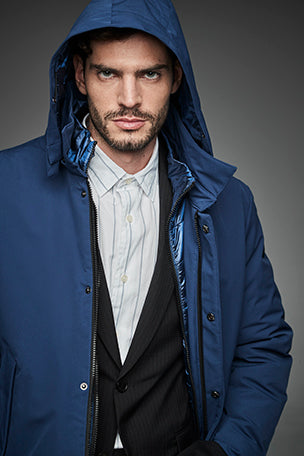 Men Long padded down jacket ARCHIE RAF BLUE-Jacket-Henry Arroway-S-RAF BLUE-Urbanheer