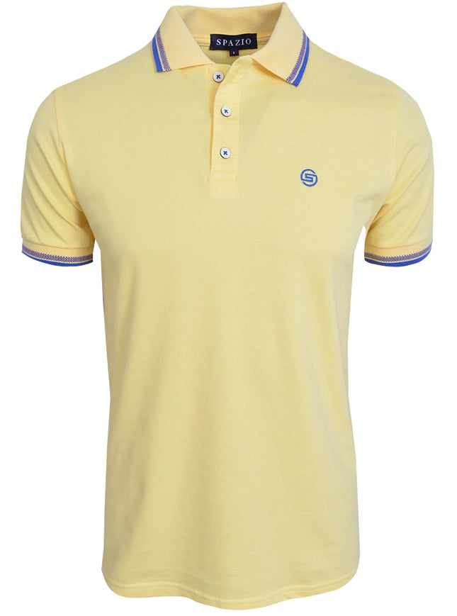 Men Polo T-shirt Light Yellow-T-shirts For Men-Spazio-S-Urbanheer