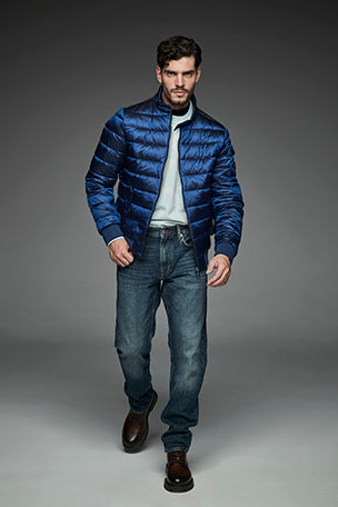 Men Short bomber style down jacket MURRAY Blue-Jacket-Henry Arroway-M-Blue-Urbanheer