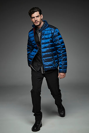 Men Short bomber style down jacket MURRAY Blue-Jacket-Henry Arroway-M-Blue-Urbanheer