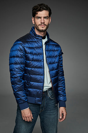 Men Short bomber style down jacket MURRAY Blue-Jacket-Henry Arroway-M-Blue-Urbanheer