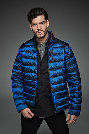 Men Short bomber style down jacket MURRAY Blue-Jacket-Henry Arroway-M-Blue-Urbanheer