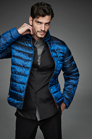 Men Short bomber style down jacket MURRAY Blue-Jacket-Henry Arroway-M-Blue-Urbanheer